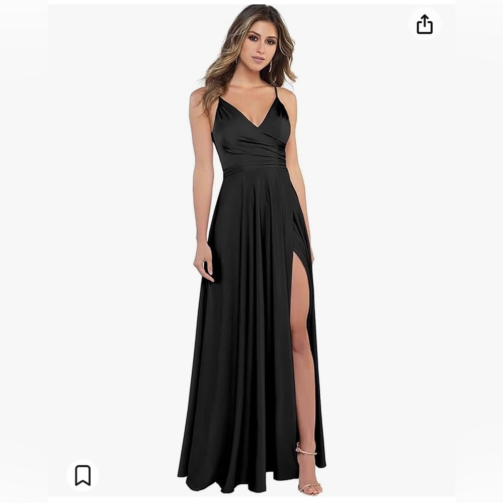Black, Satin Bridesmaid or Prom Dress